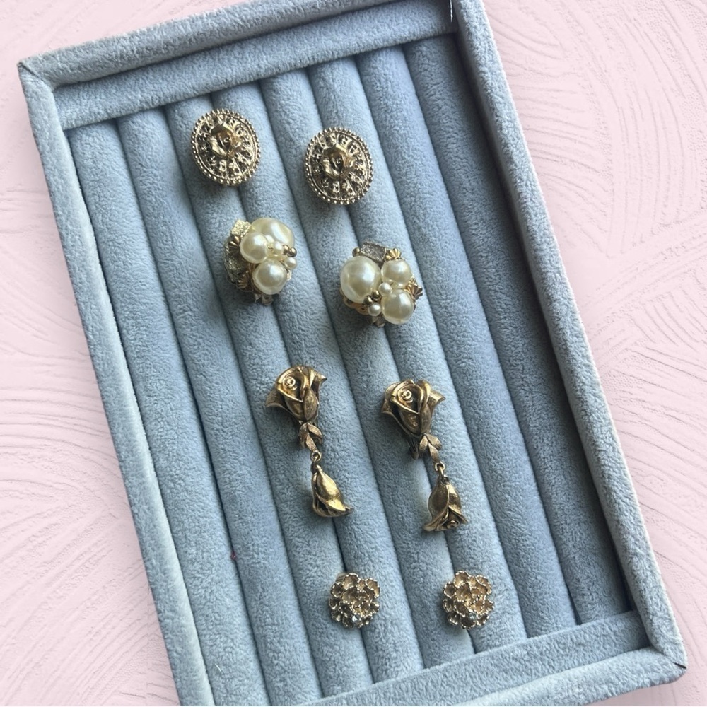 Vintage 90s Romantic Flower Clip-on Earring Collection